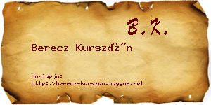 Berecz Kurszán névjegykártya